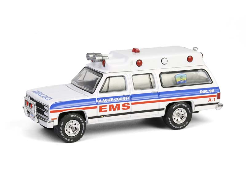 1991 Chevrolet Suburban Ambulance – Glacier County EMS Montana (First Responders Series 2) Diecast 1:64 Scale Model - Greenlight 67060B