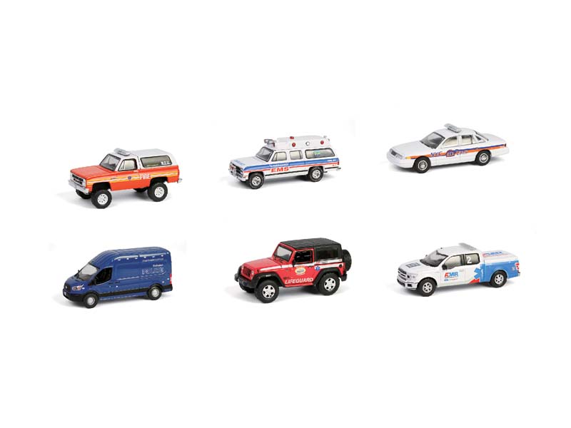 (First Responders Series 2) SET OF 6 Diecast 1:64 Scale Models - Greenlight 67060