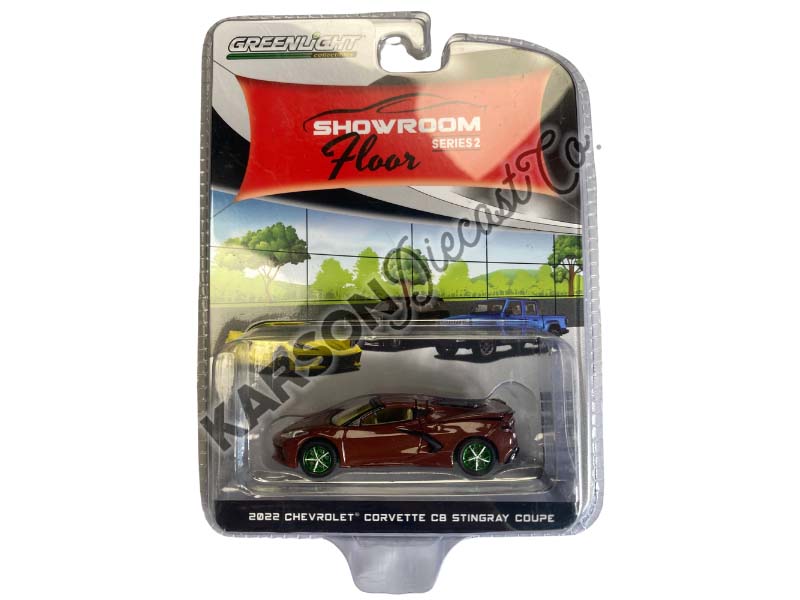 CHASE 2022 Chevrolet Corvette C8 Stingray Coupe - Caffeine Metallic (Showroom Floor) Series 2 Diecast 1:64 Scale Model Car - Greenlight 68020B