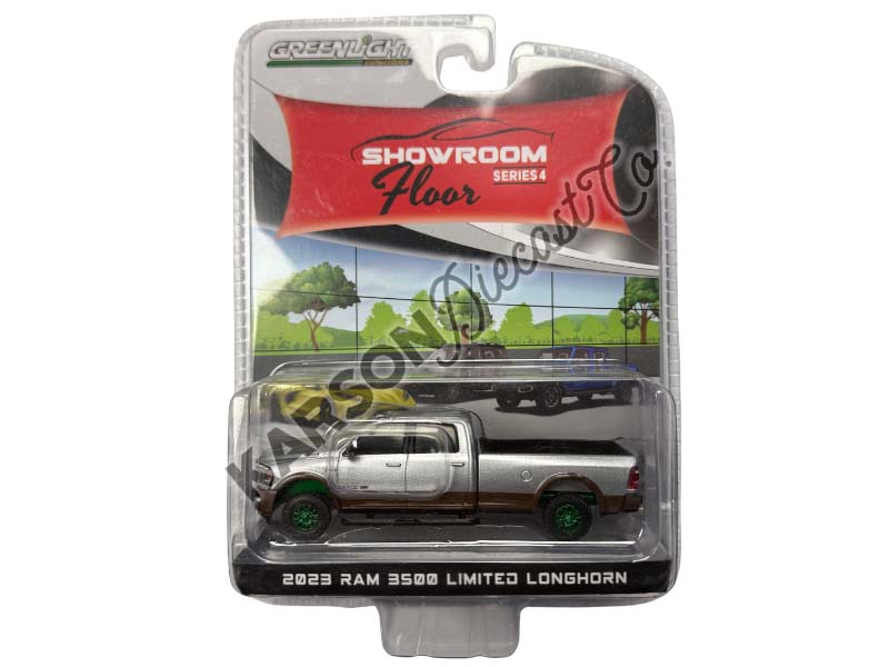 CHASE 2023 Ram 3500 Limited Longhorn - Billet Silver Metallic Two-Tone (Showroom Floor) Series 4 Diecast 1:64 Scale Model - Greenlight 68040F