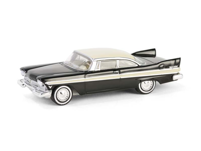 1957 Plymouth Belvedere - Jet Black and Sand Dune White (Showroom Floor Series 6) Diecast 1:64 Scale Model - Greenlight 68060A