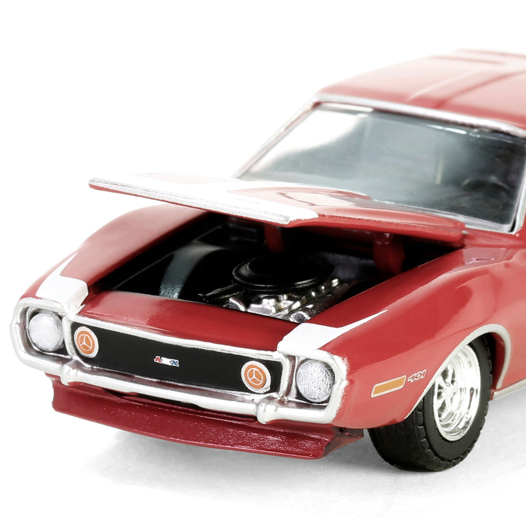 1971 AMC Javelin AMX - Matador Red w/ White Hood Stripe (Showroom Floor Series 6) Diecast 1:64 Scale Model - Greenlight 68060B