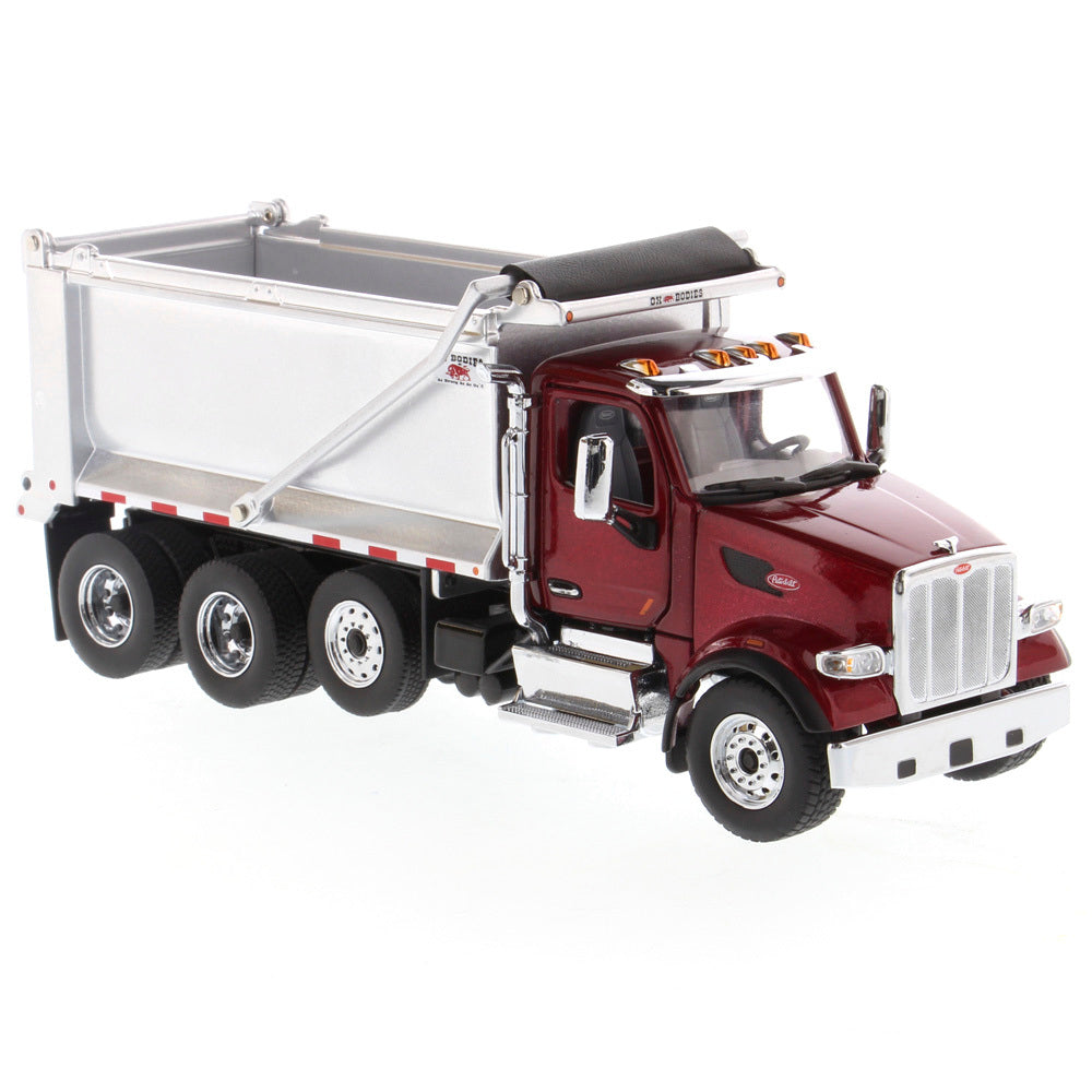 Peterbilt 567 SFFA Tandem Axle w/ Pusher Axle OX Stampede Dump Truck Red (Transport Series) 1:50 Scale Model - Diecast Masters 71077