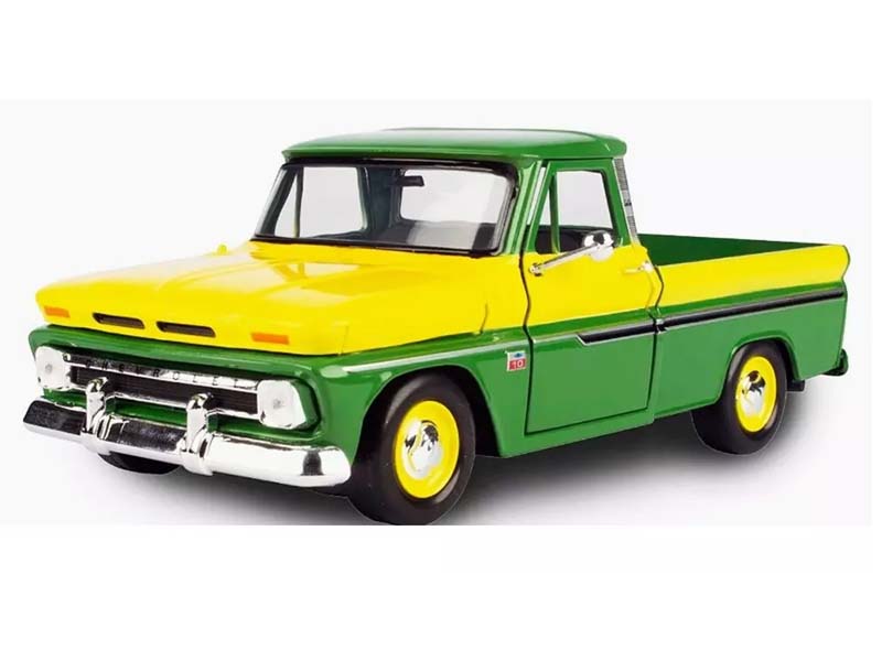 1966 Chevrolet C10 Fleetside Pickup – Green/Yellow (Timeless Legends) Diecast 1:24 Scale Model - Motormax 73355YLGRN