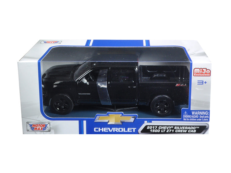 2017 Chevrolet Silverado 1500 LT Z71 Crew Cab - Black (MiJo Exclusive) Diecast 1:24 Scale Model - Motormax 79348BK