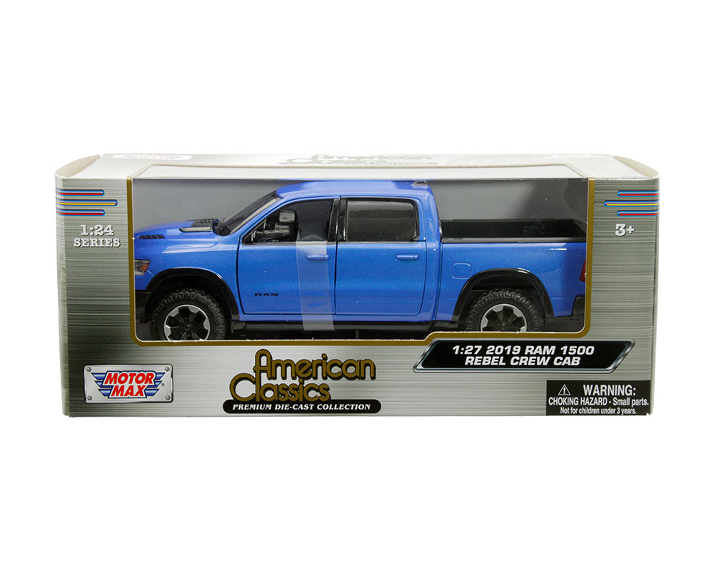 2019 Ram 1500 Rebel Crew Cab - Blue (Timeless Legends) Diecast 1:27 Model - Motormax 79358BL