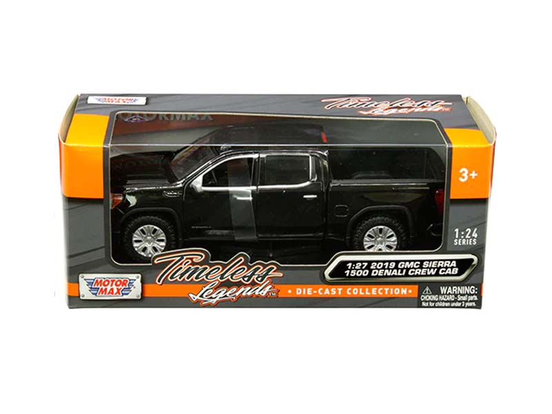 2019 GMC Sierra 1500 Denali Crew Cab Pickup Truck - Black (Timeless Legends) Diecast 1:24 Scale Model - Motormax 79362BK