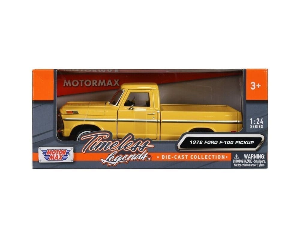 1972 Ford F-100 – Yellow (Timeless Legends) Diecast 1:24 Scale Model - Motormax 79384YL