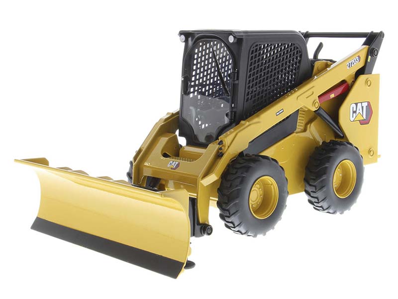 CAT Caterpiller 272D3 Skid Steer Loader + Bucket, Pallet Forks, Broom, Snow Blade Accessories - 1:16 Scale Model - Diecast Masters 85629