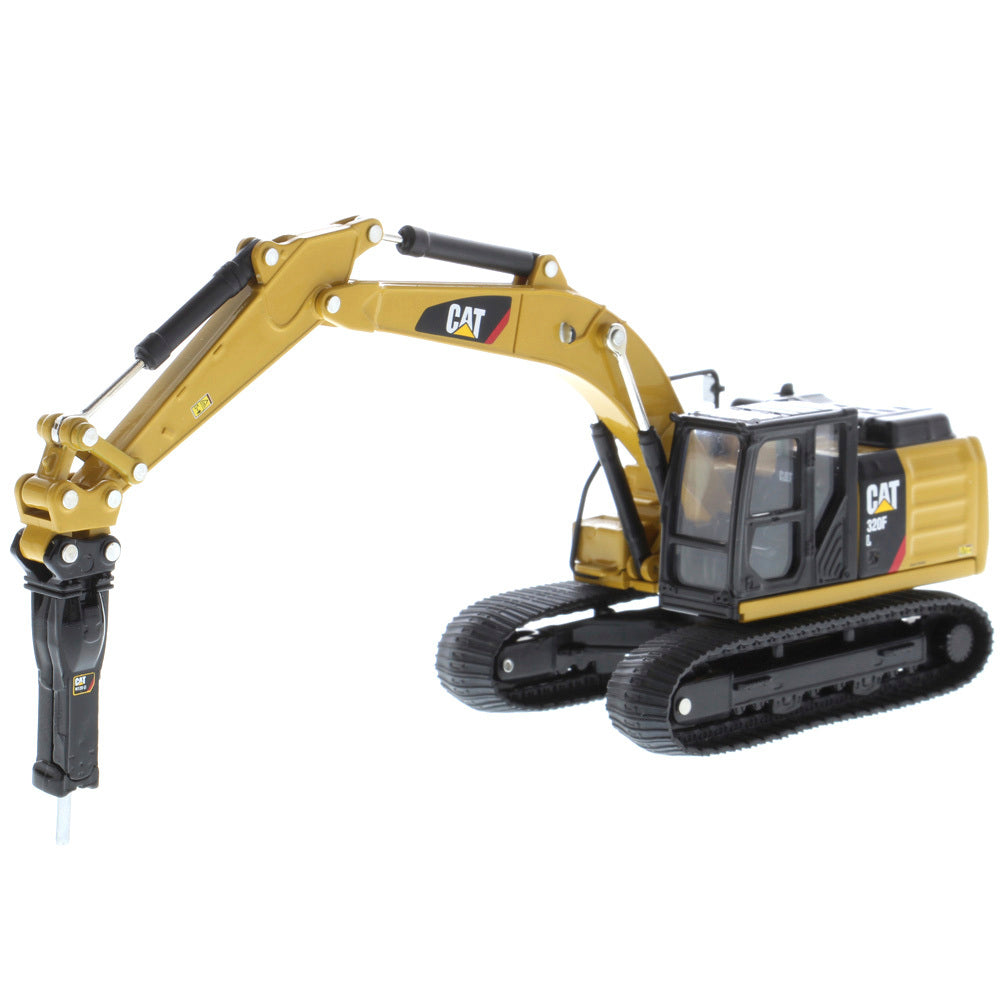 CAT Caterpillar 320F L Hydraulic Excavator w/ 5 New Work Tools (Construction Metal Series) 1:64 Scale Model - Diecast Masters 85636