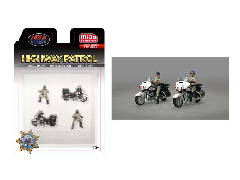 PRE-ORDER Highway Patrol Motorcycles (MiJo Exclusives) Diecast 1:64 Scale Figures - American Diorama AD64529