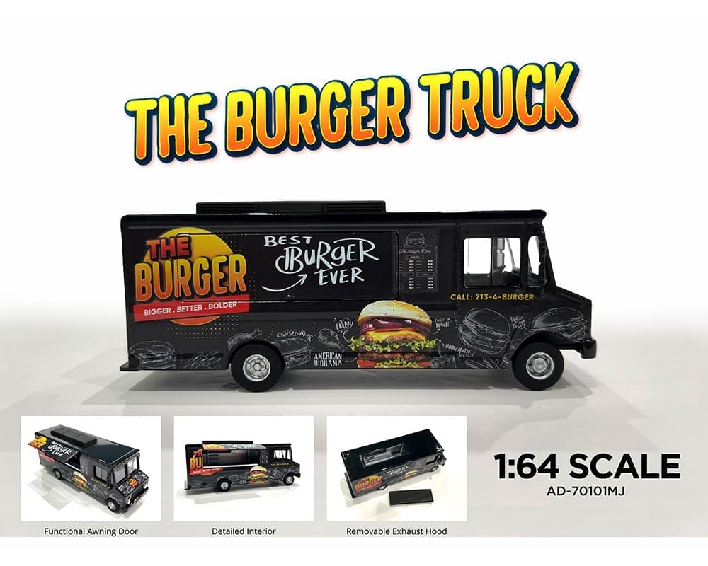 PRE-ORDER Food Truck The Burger Truck (MiJo Exclusive) Diecast 1:64 Scale Model - American Diorama AD70101