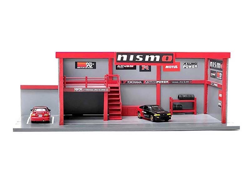 Garage Diorama w/ Advan Yokohama Stickers (MiJo) Diecast 1:64 Scale Model - American Diorama AD76530