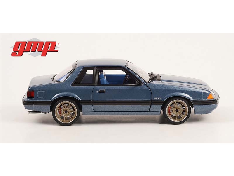 1989 Ford Mustang 5.0 LX - Medium Shadow Blue w/ Custom 7-Spoke Wheels (Detroit Speed, Inc.) Diecast 1:18 Scale Model - GMP18977