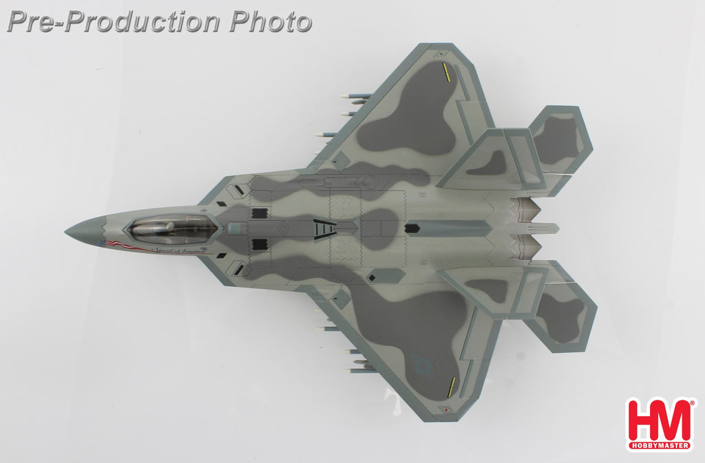 PRE-ORDER F-22 Raptor Spirit of America (underwing weapons: 2 x AGM-158, 8 x AIM-120, 2 x fuel tanks) Diecast 1:72 Scale Model - Hobby Master HA2811C