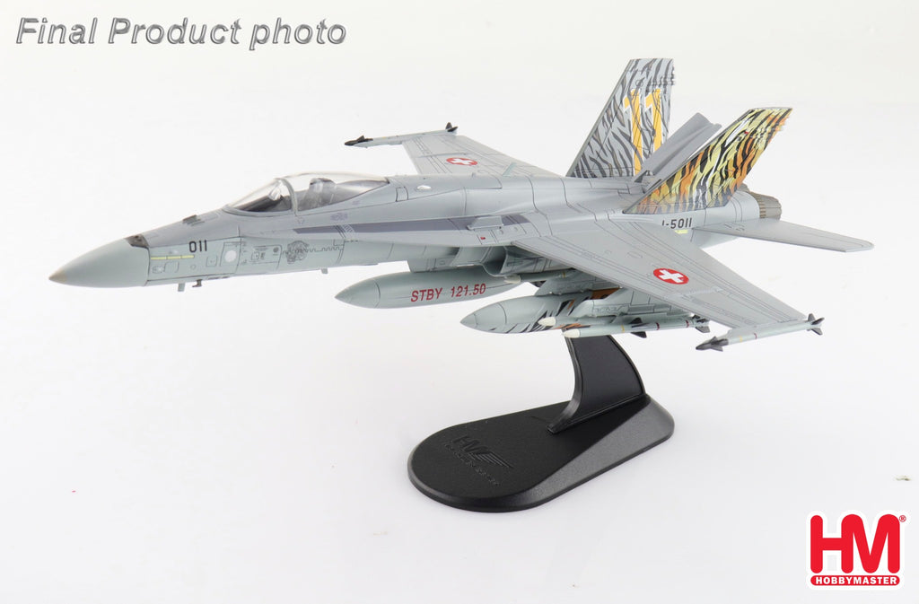 PRE-ORDER McDonnell-Douglas F/A-18C Swiss AF 2003 Tiger Meet J-5011 - Staffel 11 Swiss Air Force Diecast 1:72 Scale Model - Hobby Master HA3597