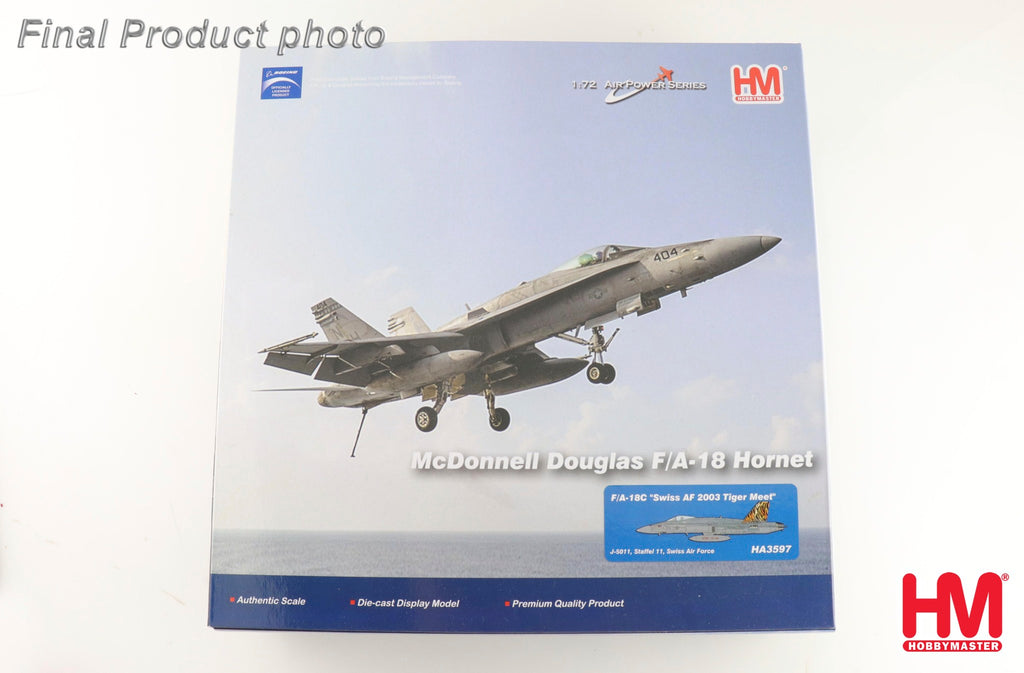 PRE-ORDER McDonnell-Douglas F/A-18C Swiss AF 2003 Tiger Meet J-5011 - Staffel 11 Swiss Air Force Diecast 1:72 Scale Model - Hobby Master HA3597