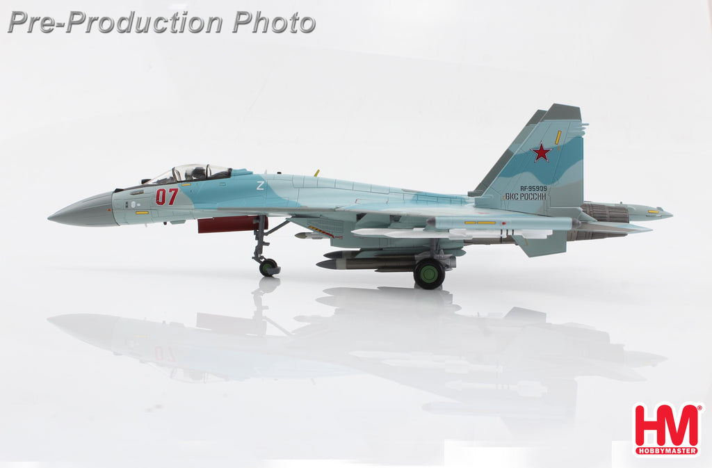 PRE-ORDER Sukhoi Su-35S Flanker E Red 07/RF-95909 - Russian Air Force Syria 2023 (w/ Khibiny ECM pods) Diecast 1:72 Scale Model - Hobby Master HA5715