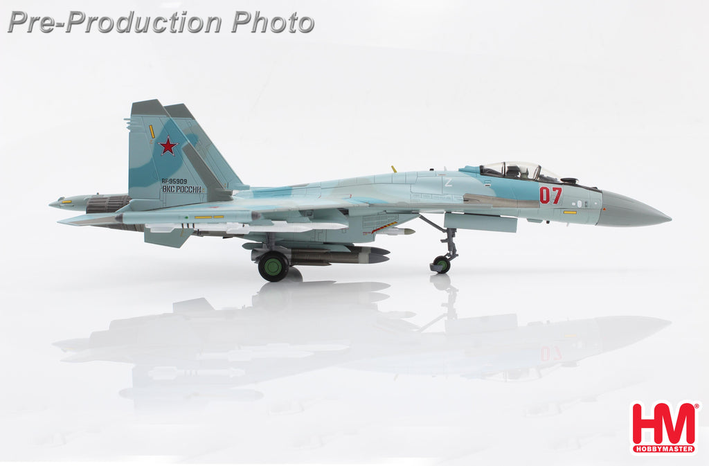 PRE-ORDER Sukhoi Su-35S Flanker E Red 07/RF-95909 - Russian Air Force Syria 2023 (w/ Khibiny ECM pods) Diecast 1:72 Scale Model - Hobby Master HA5715