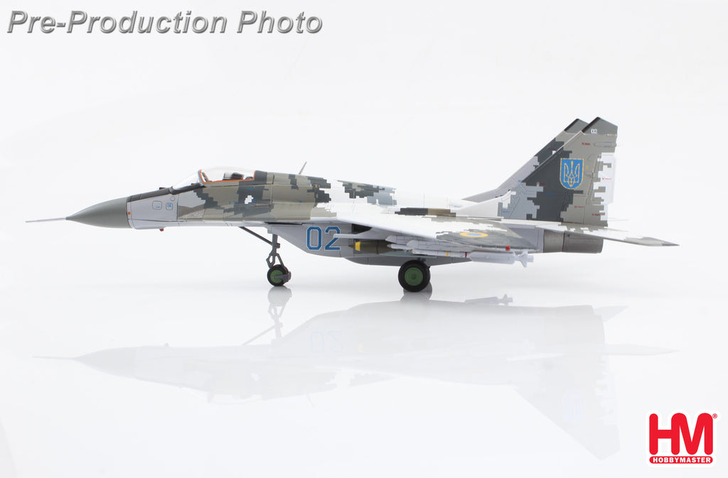 PRE-ORDER Mikoyan MIG-29 9-13 Fulcrum C bort 02 Ukrainian Air Force (w/ 2 x JDAM-ER, 2 x AGM-88) Diecast 1:72 Scale Model - Hobby Master HA6523