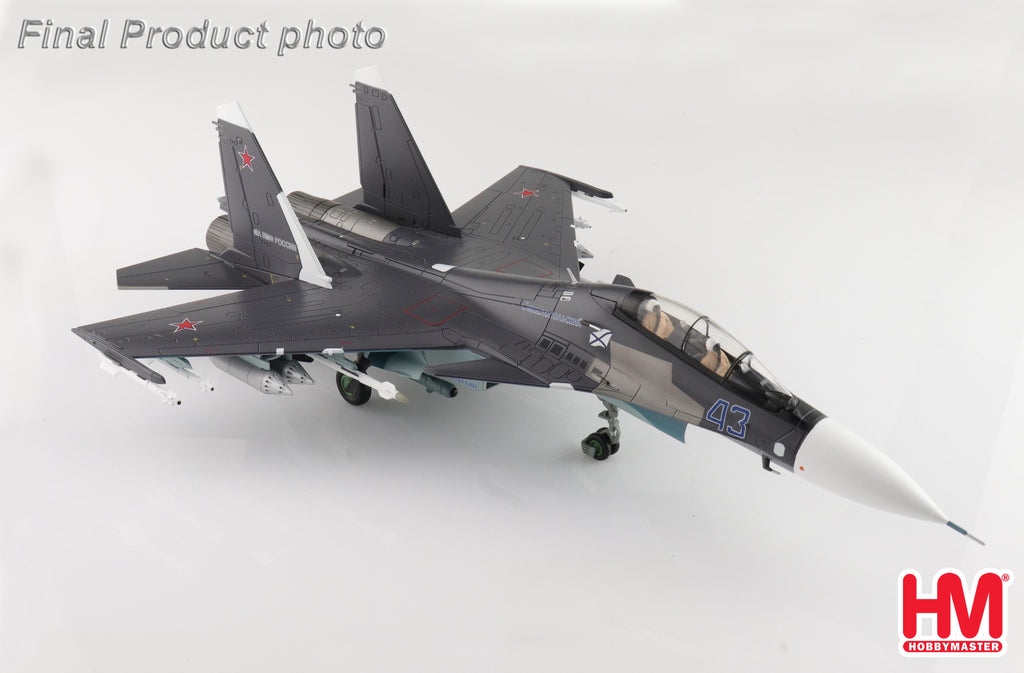 PRE-ORDER Sukhoi Su-30SM Flanker C Blue 43 Russian Navy Aviation Saki Airbase Diecast 1:72 Scale Model - Hobby Master HA9510