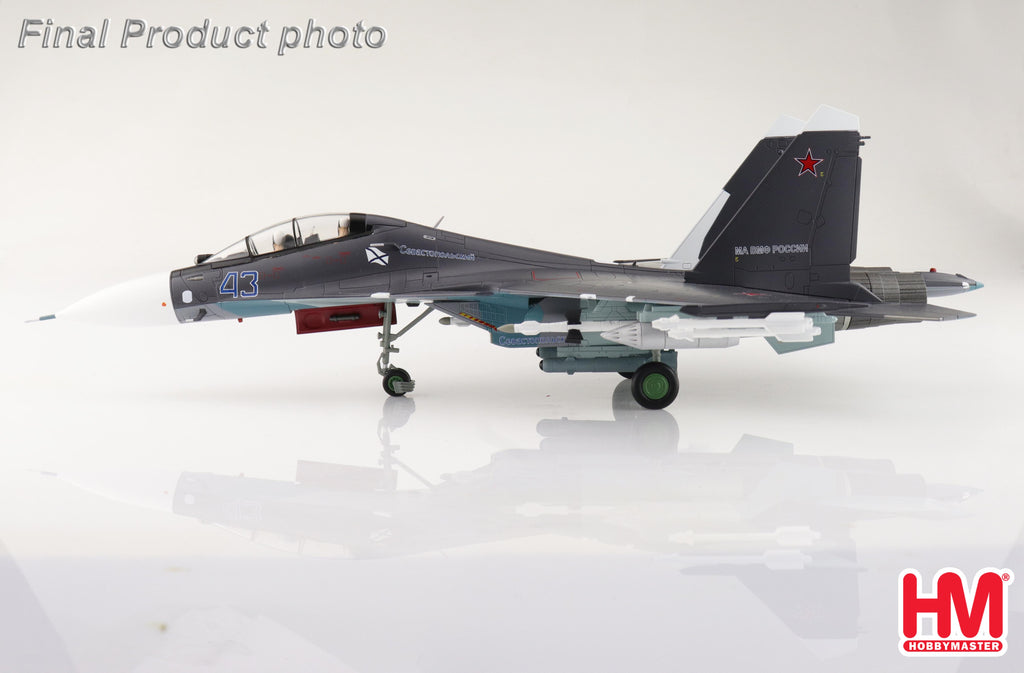 PRE-ORDER Sukhoi Su-30SM Flanker C Blue 43 Russian Navy Aviation Saki Airbase Diecast 1:72 Scale Model - Hobby Master HA9510