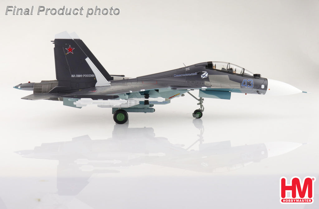 PRE-ORDER Sukhoi Su-30SM Flanker C Blue 43 Russian Navy Aviation Saki Airbase Diecast 1:72 Scale Model - Hobby Master HA9510