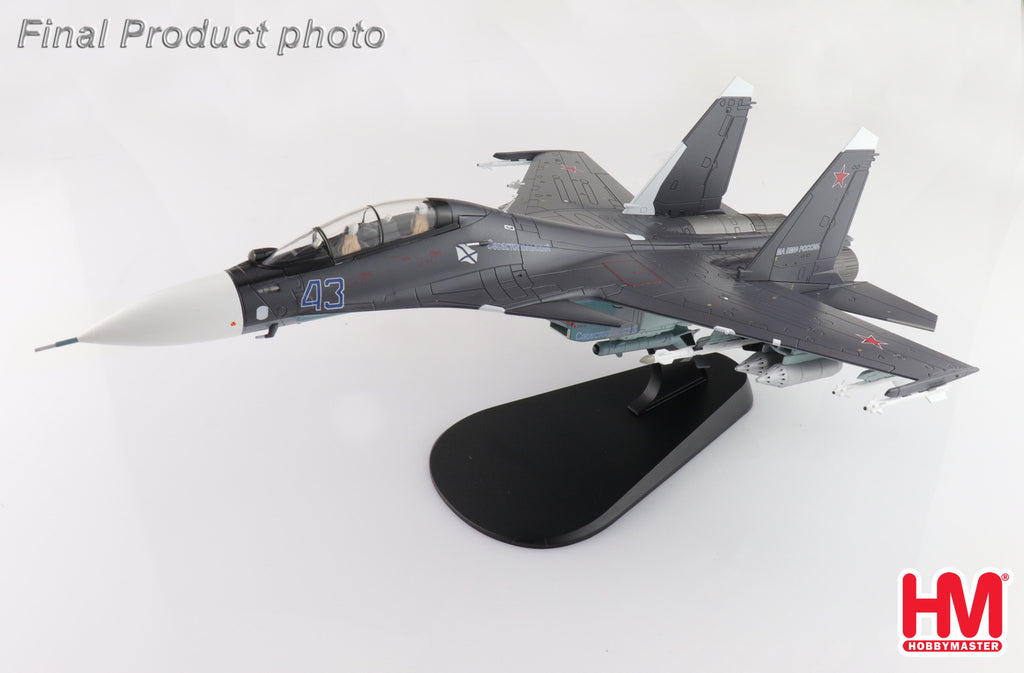 PRE-ORDER Sukhoi Su-30SM Flanker C Blue 43 Russian Navy Aviation Saki Airbase Diecast 1:72 Scale Model - Hobby Master HA9510