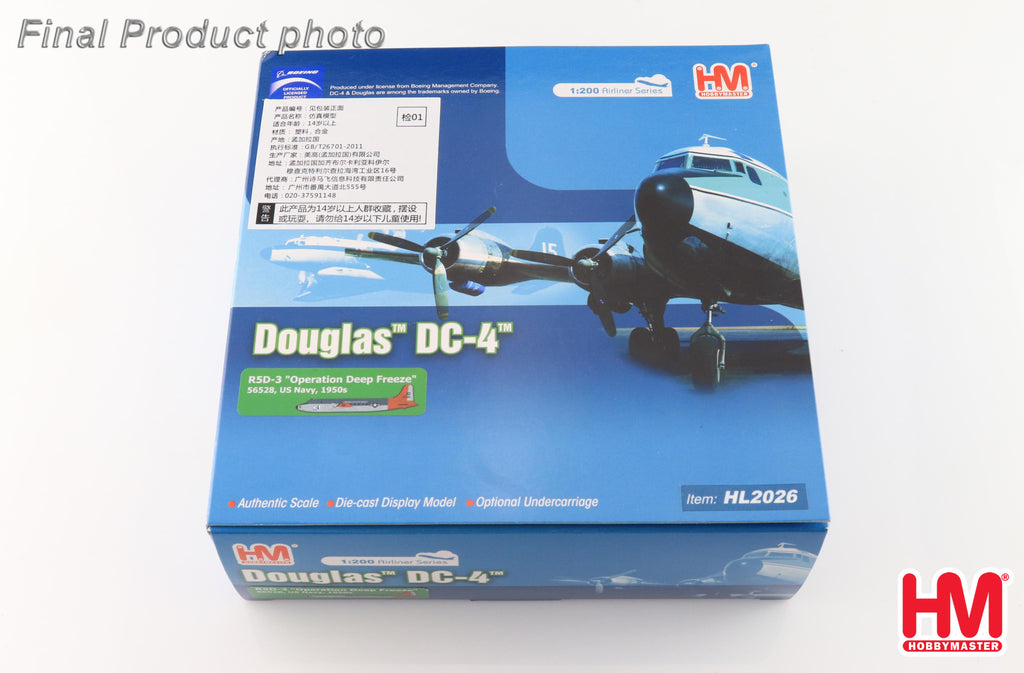 PRE-ORDER Douglas R5D-3 - Operation Deep Freeze 56528 US Navy 1950s Diecast 1:200 Scale Model - Hobby Master HL2026