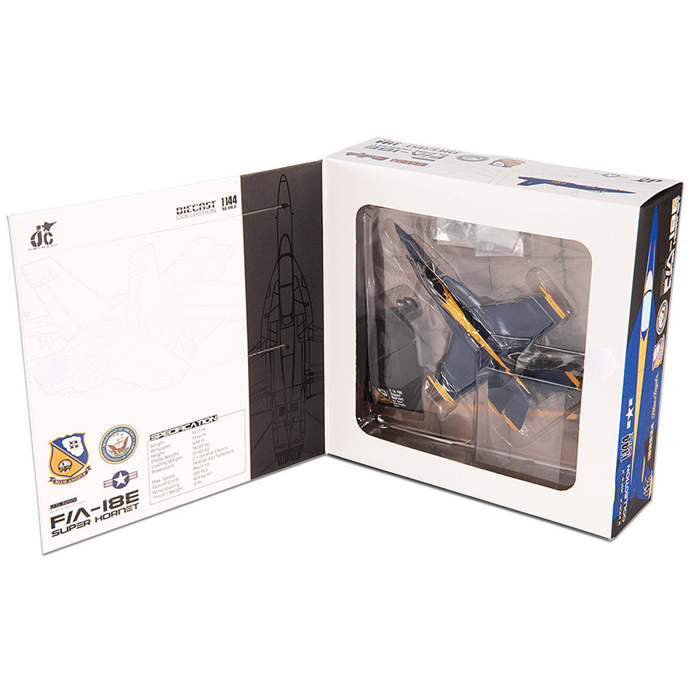 PRE-ORDER Boeing F/A-18E Super Hornet U.S. NAVY Blue Angels Diecast 1:144 Scale Model - JC Wings JCW-144-F18-004