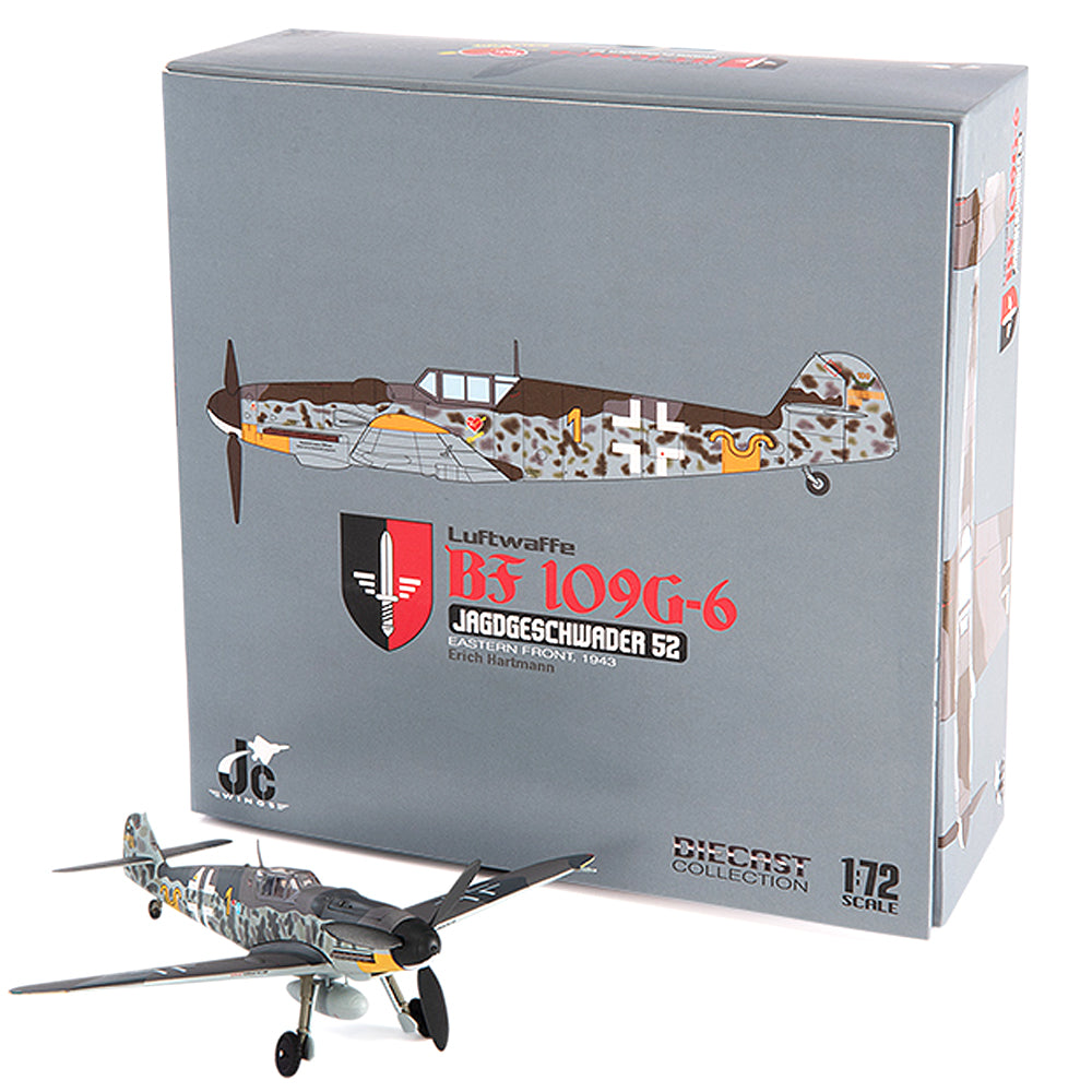 PRE-ORDER Messerschmitt BF 109G-6 Erich Hartmann Luftwaffe JG 52 Diecast 1:72 Scale Model - JC Wings JCW-72-BF109-001