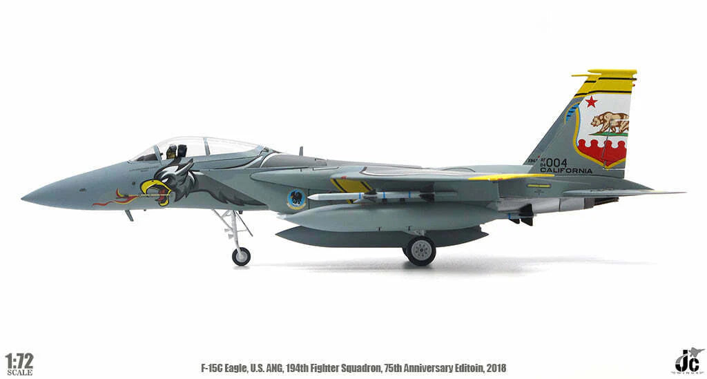 PRE-ORDER McDonnell Douglas F-15C Eagle USAF ANG 194th Fighter Squadron Diecast 1:72 Scale Model - JC Wings JCW-72-F15-013