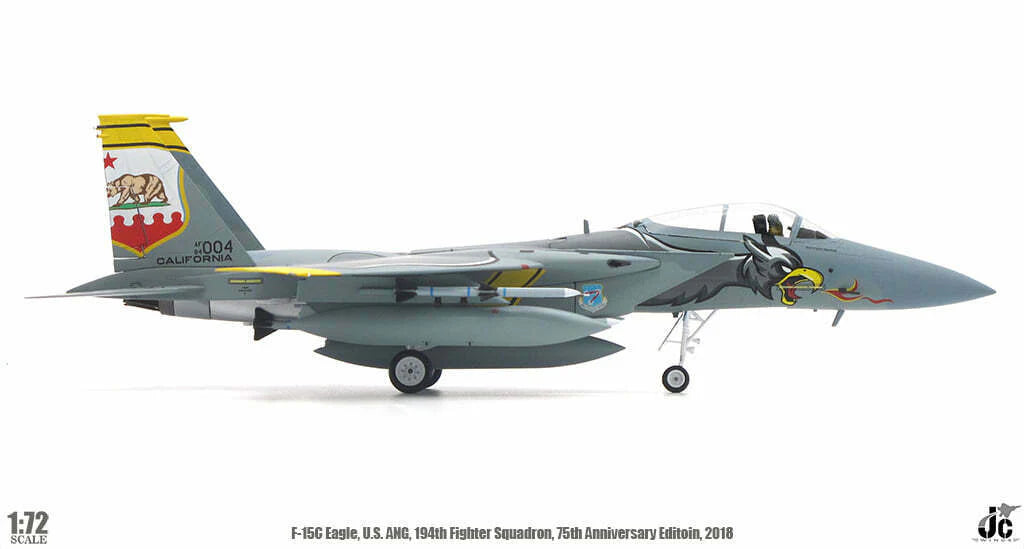 PRE-ORDER McDonnell Douglas F-15C Eagle USAF ANG 194th Fighter Squadron Diecast 1:72 Scale Model - JC Wings JCW-72-F15-013