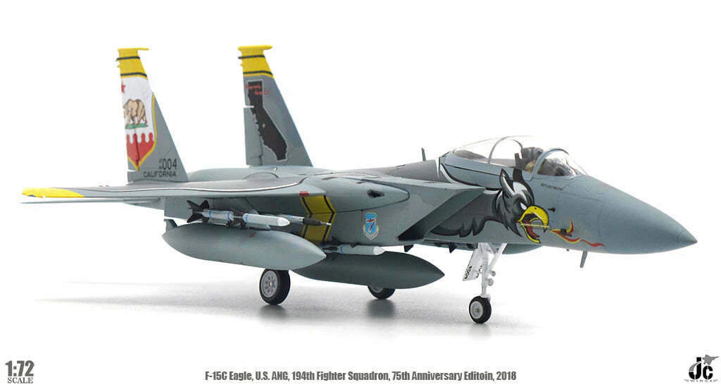 PRE-ORDER McDonnell Douglas F-15C Eagle USAF ANG 194th Fighter Squadron Diecast 1:72 Scale Model - JC Wings JCW-72-F15-013