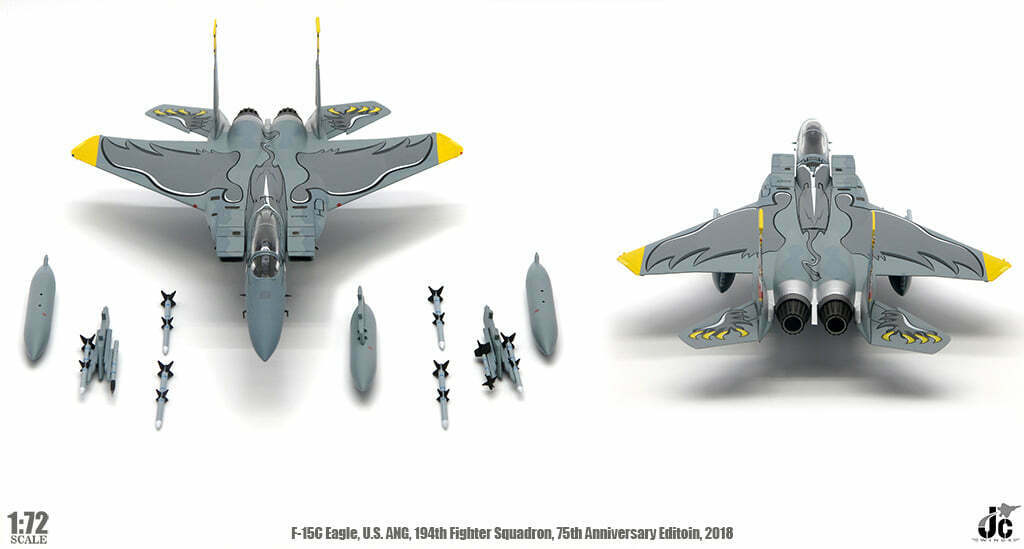 PRE-ORDER McDonnell Douglas F-15C Eagle USAF ANG 194th Fighter Squadron Diecast 1:72 Scale Model - JC Wings JCW-72-F15-013