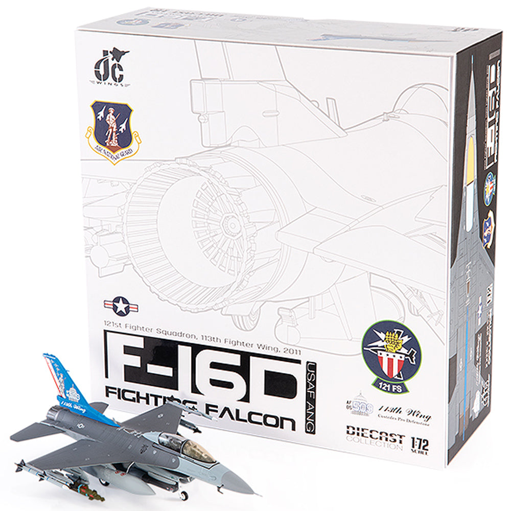 PRE-ORDER General Dynamics F-16D Fighting Falcon USAF ANG 121st Fighter Squadron 113th Fighter Wing Diecast 1:72 Scale Model - JC Wings JCW-72-F16-016