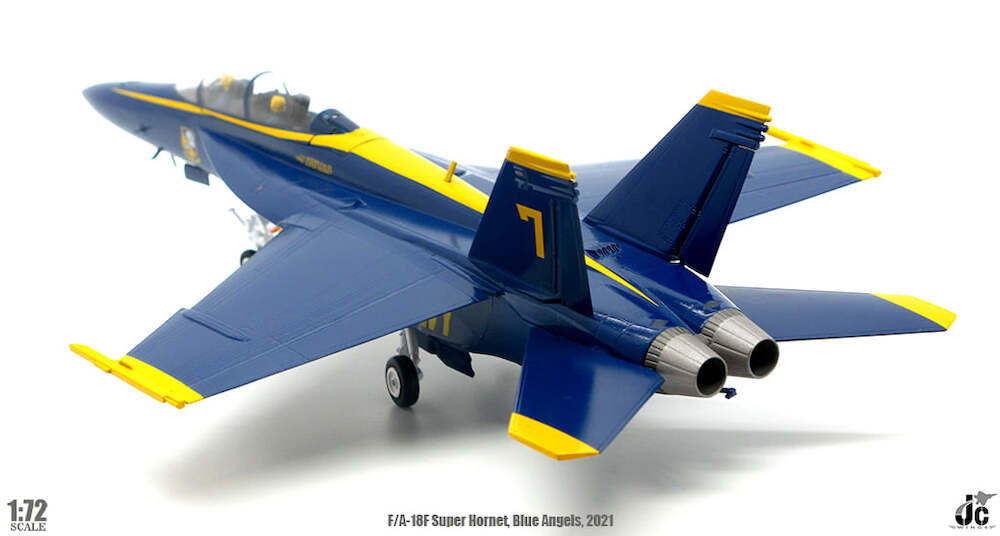 PRE-ORDER Boeing F/A-18F Super Hornet U.S. NAVY Blue Angels Diecast 1:72 Scale Model - JC Wings JCW-72-F18-010