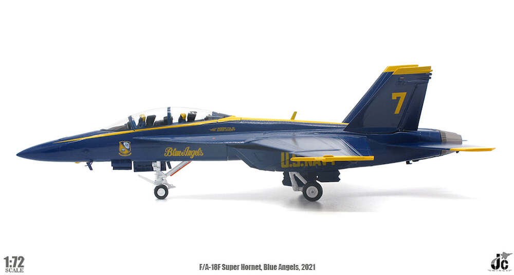 PRE-ORDER Boeing F/A-18F Super Hornet U.S. NAVY Blue Angels Diecast 1:72 Scale Model - JC Wings JCW-72-F18-010