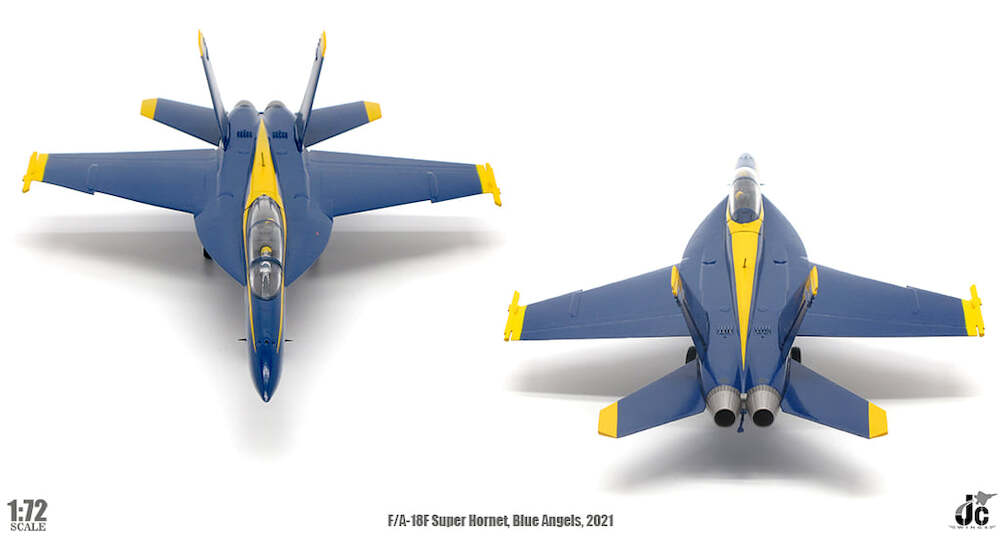 PRE-ORDER Boeing F/A-18F Super Hornet U.S. NAVY Blue Angels Diecast 1:72 Scale Model - JC Wings JCW-72-F18-010