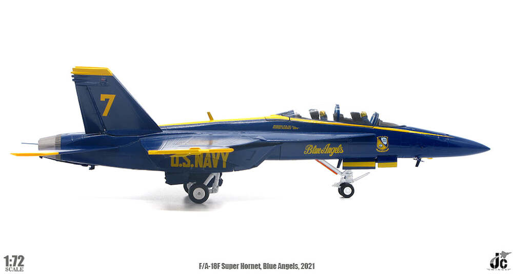 PRE-ORDER Boeing F/A-18F Super Hornet U.S. NAVY Blue Angels Diecast 1:72 Scale Model - JC Wings JCW-72-F18-010