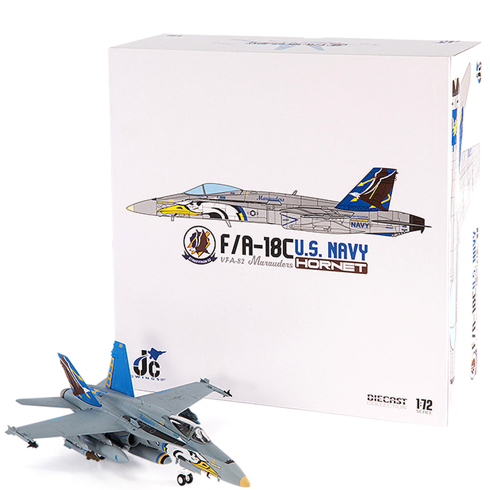 PRE-ORDER McDonnell Douglas F/A-18C Hornet U.S. NAVY VFA-82 Marauders Diecast 1:72 Scale Model - JC Wings JCW-72-F18-014