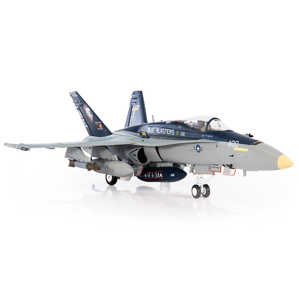 PRE-ORDER McDonnell Douglas F/A-18C Hornet U.S. NAVY VFA-34 Blue Blasters The Last Cruise Diecast 1:72 Scale Model - JC Wings JCW-72-F18-018