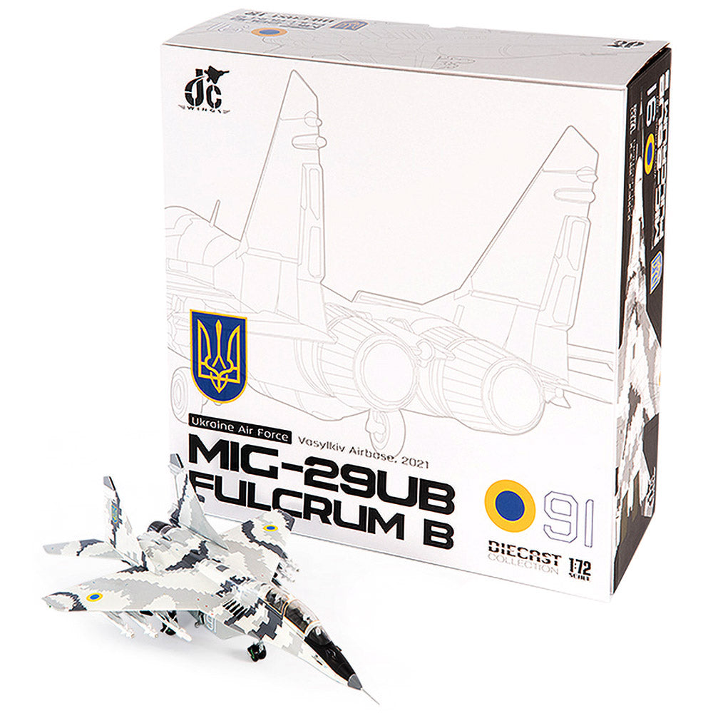 PRE-ORDER Mikoyan MiG-29UB Fulcrum B Ukraine Air Force Vasylkiv Airbase Diecast 1:72 Scale Model - JC Wings JCW-72-MG29-015