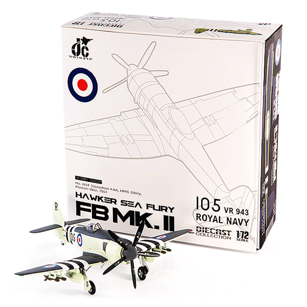 PRE-ORDER Hawker Sea Fury FB MK. II Royal Navy No. 804 Squadron FAA Korean War Diecast 1:72 Scale Model - JC Wings JCW-72-SFURY-002