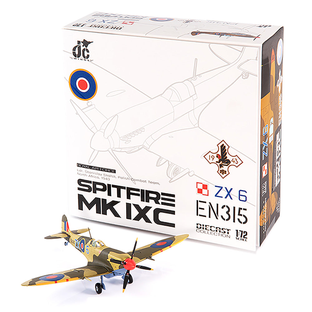 PRE-ORDER Supermarine Spitfire MK IXc Ldr. Stanislav Skalsk Royal Air Force Polish Combat Team Diecast 1:72 Scale Model - JC Wings JCW-72-SPF-003