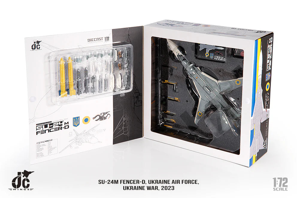 Sukhoi SU-24M Fencer-D Ukraine Air Forces Ukraine War 2023 Diecast 1:72 Scale Model - JC Wings JCW-72-SU24-001