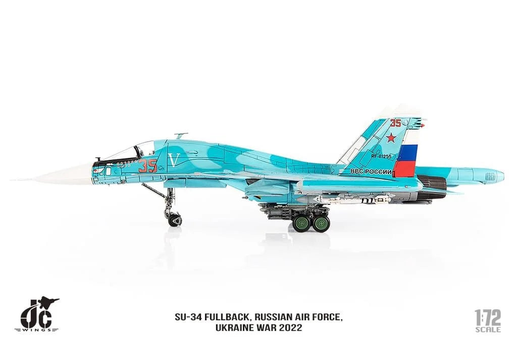 Sukhoi SU-34 Fullback Russian Air Force Ukraine War 2022 Diecast 1:72 Scale Model - JC Wings JCW-72-SU34-008