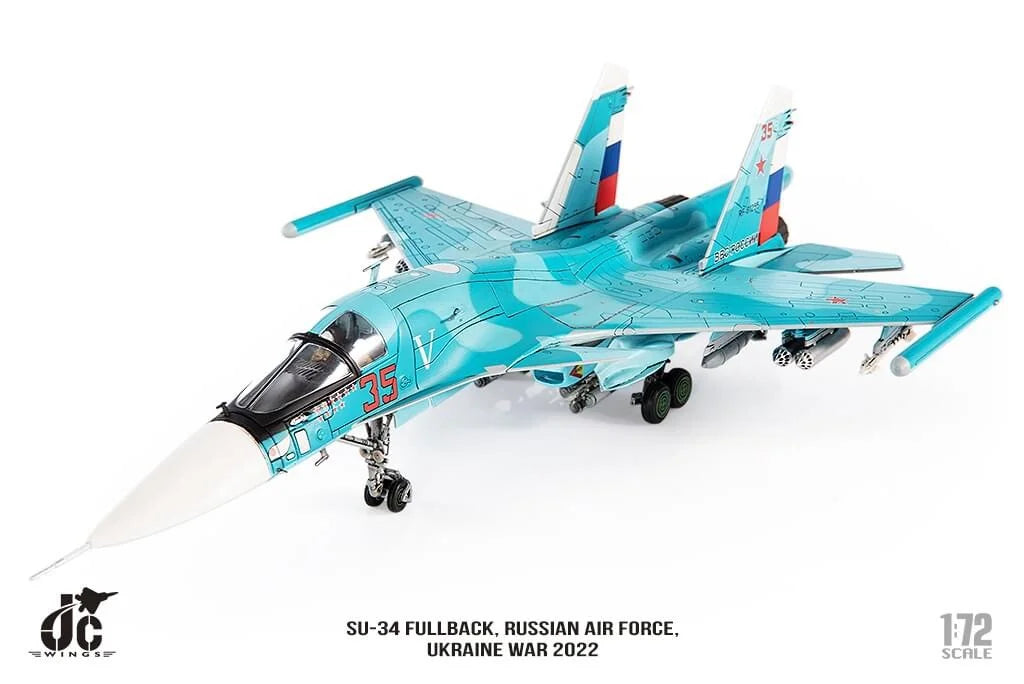 Sukhoi SU-34 Fullback Russian Air Force Ukraine War 2022 Diecast 1:72 Scale Model - JC Wings JCW-72-SU34-008