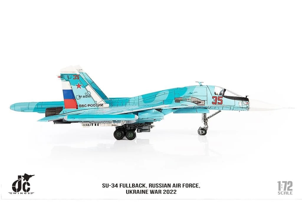 Sukhoi SU-34 Fullback Russian Air Force Ukraine War 2022 Diecast 1:72 Scale Model - JC Wings JCW-72-SU34-008