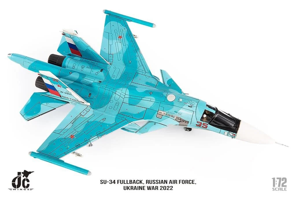 Sukhoi SU-34 Fullback Russian Air Force Ukraine War 2022 Diecast 1:72 Scale Model - JC Wings JCW-72-SU34-008